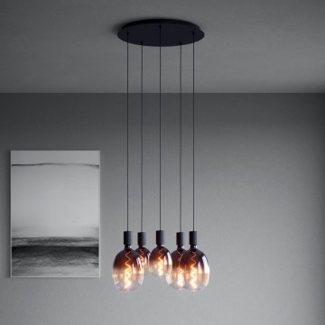 Eglo - Luster na lanku 5xE27/40W/230V čierna