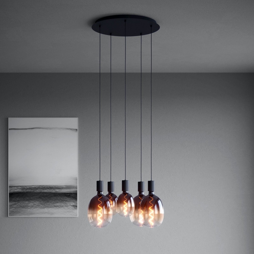 Eglo - Luster na lanku 5xE27/40W/230V čierna