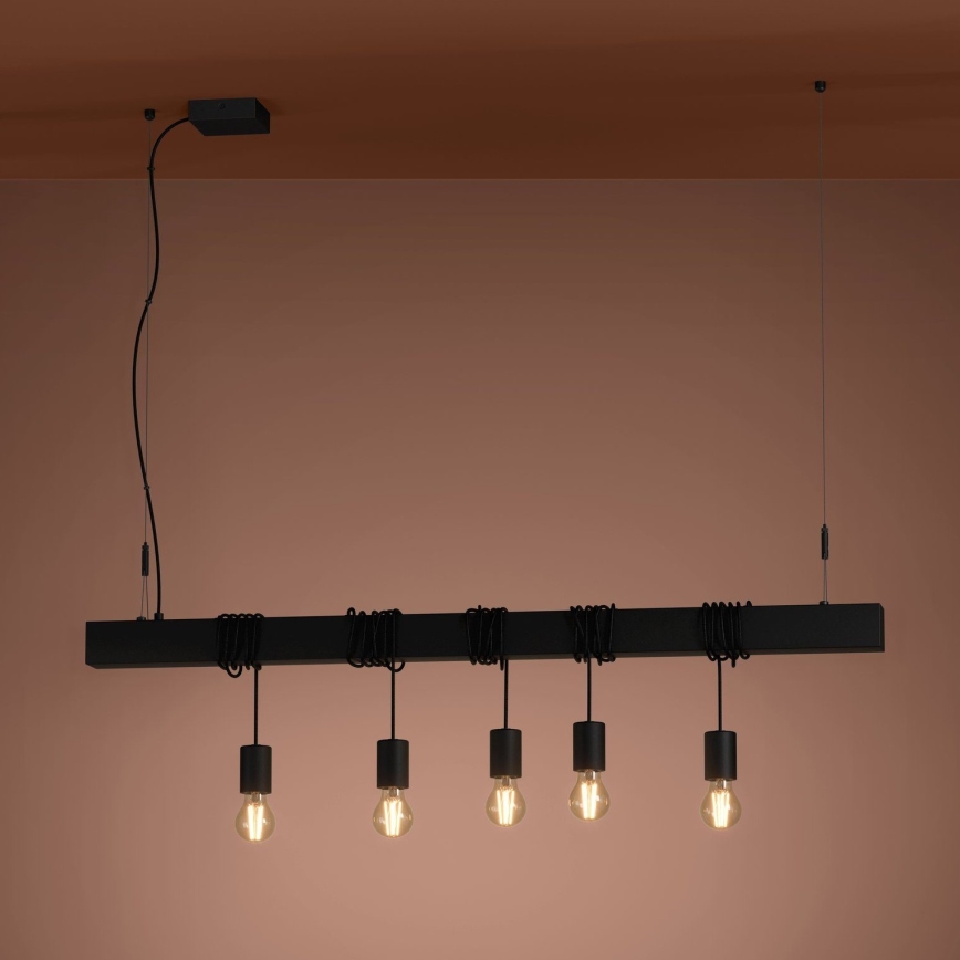 Eglo - Luster na lanku TOWNSHEND 5xE27/40W/230V čierna