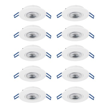 Eglo - SADA 10 ks LED podhľadových svietidiel LED/4,9W/230V 2700/4000/6500K pr. 9 cm biela