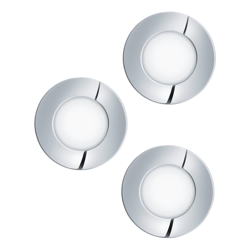 Eglo - Sada 3x LED kúpeľňových zapustených svietidiel FUEVA 1xLED/2,8W/230V IP44 lesklý chróm priemer 8,5 cm