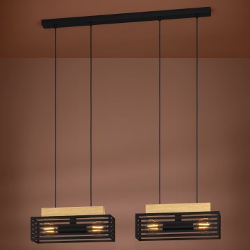 Eglo Stars of Light - Luster na lanku 4xE27/40W/230V čierna/hnedá