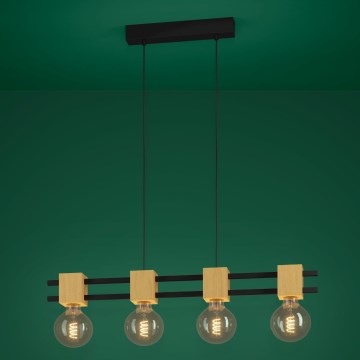 Eglo Stars of Light - Luster na lanku 4xE27/40W/230V čierna/hnedá