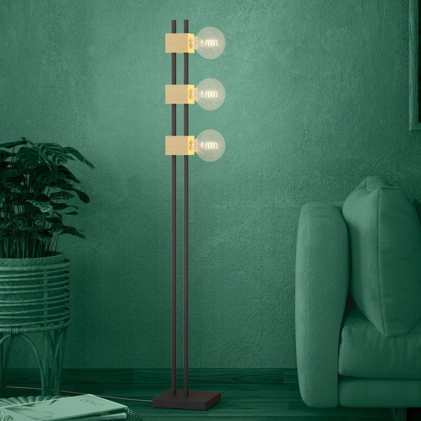 Eglo - Stojacia lampa 3xE27/40W/230V čierna/hnedá