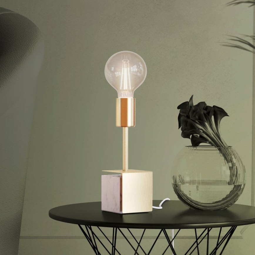 Eglo - Stolná lampa 1xE27/40W/230V zlatá/biely mramor