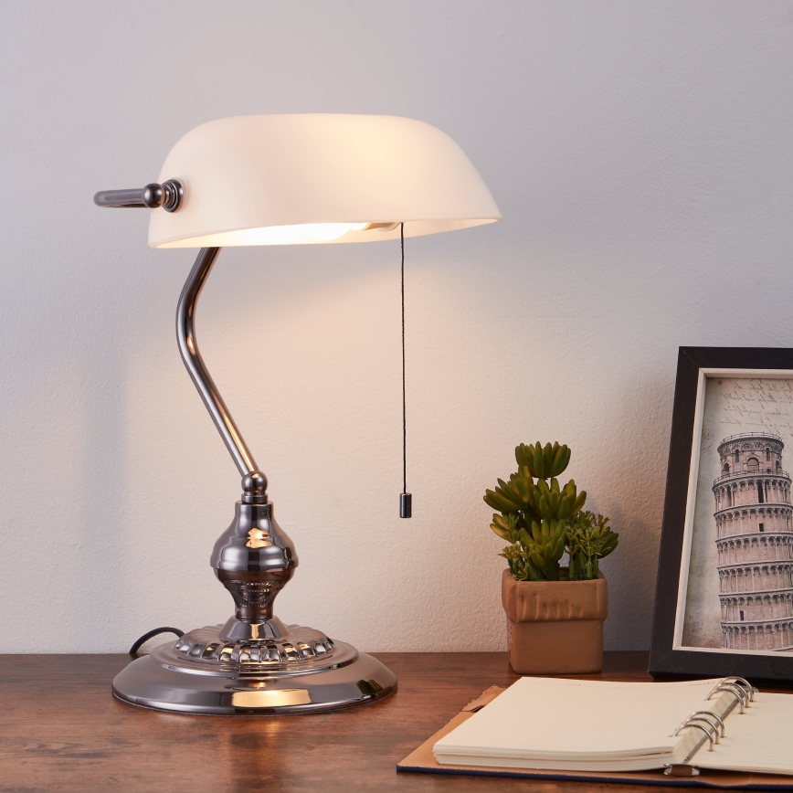Eglo - Stolná lampa 1xE27/60W/230V biela/lesklý chróm
