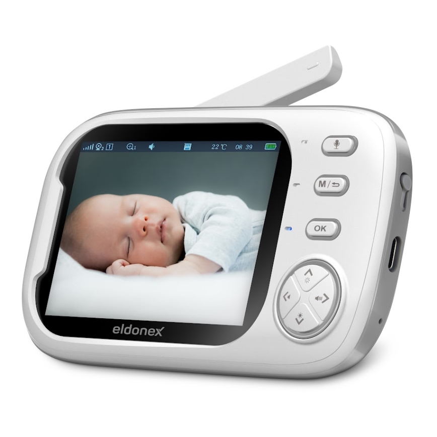 ELDONEX EBM-1010-WH - Detská pestúnka s monitorom 5V/2000 mAh