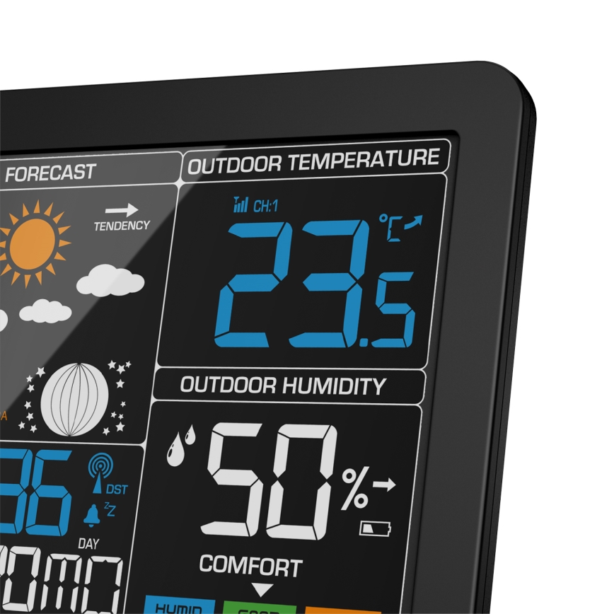 ELDONEX EWS-1010-BK - Meteostanica s LCD displejom 2xAAA čierna