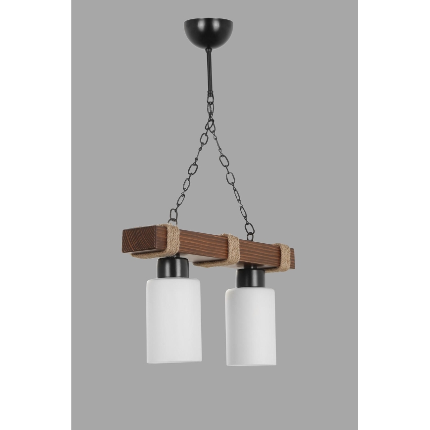 Elegantný luster na reťazi JASMIN 2xE27/40W/230V hnedá/biela