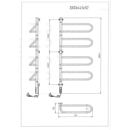 Elektrický otočný sušiak na uteráky ELECTRA 120W/230V 100x44,5 cm nerez/chróm ľavý