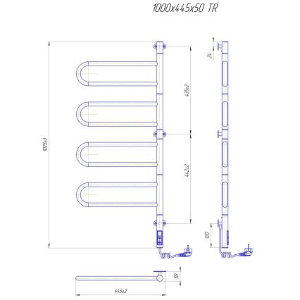 Elektrický otočný sušiak na uteráky TRISTAR 105W/230V 102,5x44,5cm IP44 nerezová oceľ/lesklý chróm