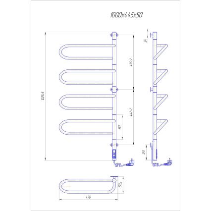 Elektrický otočný sušiak na uteráky ELECTRA 120W/230V 100x44,5 cm nerez/chróm pravostranný