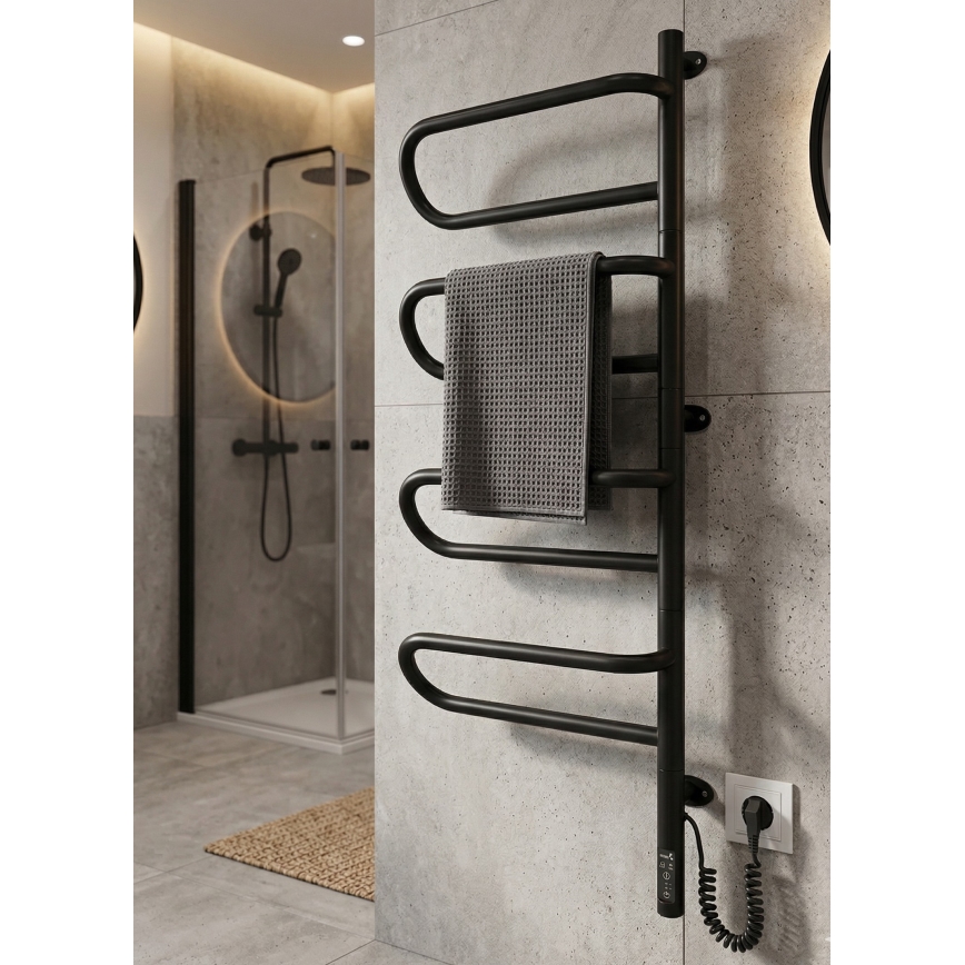 Elektrický otočný sušiak na uteráky ELECTRA 120W/230V 102,5x44,5 cm nerez/čierna pravý