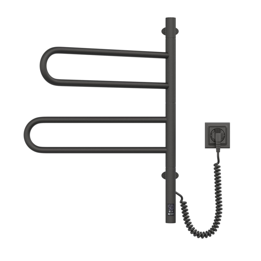 Elektrický otočný sušič na uteráky s termostatom FOUETTE 128W/230V 64,6 cm IP44 čierna