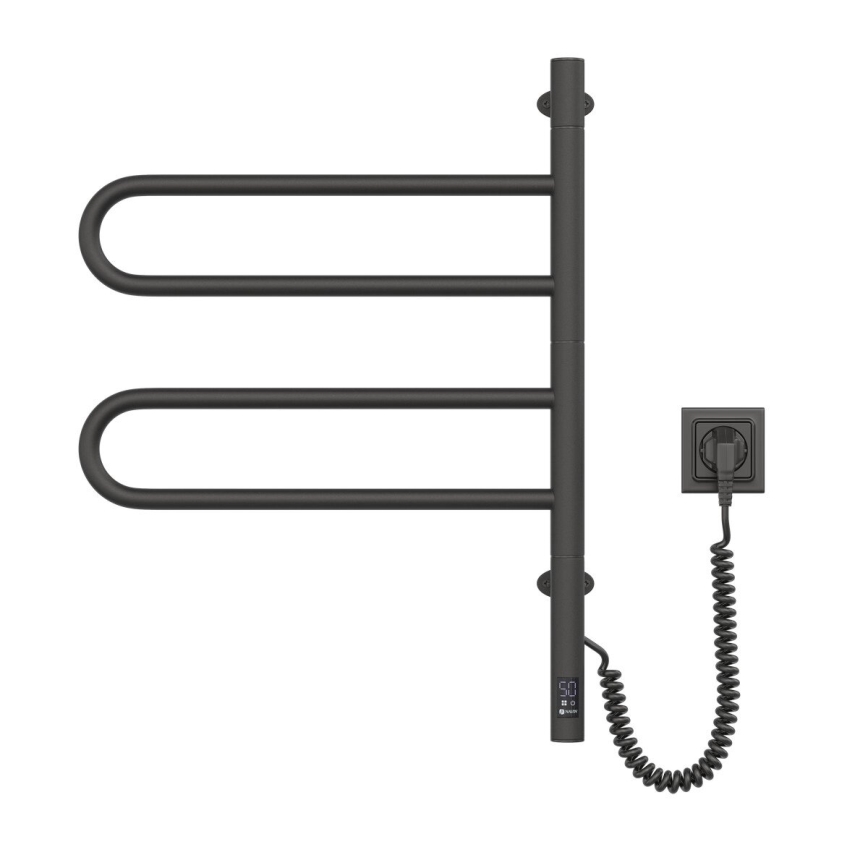 Elektrický otočný sušič na uteráky s termostatom FOUETTE 128W/230V 64,6 cm IP44 čierna