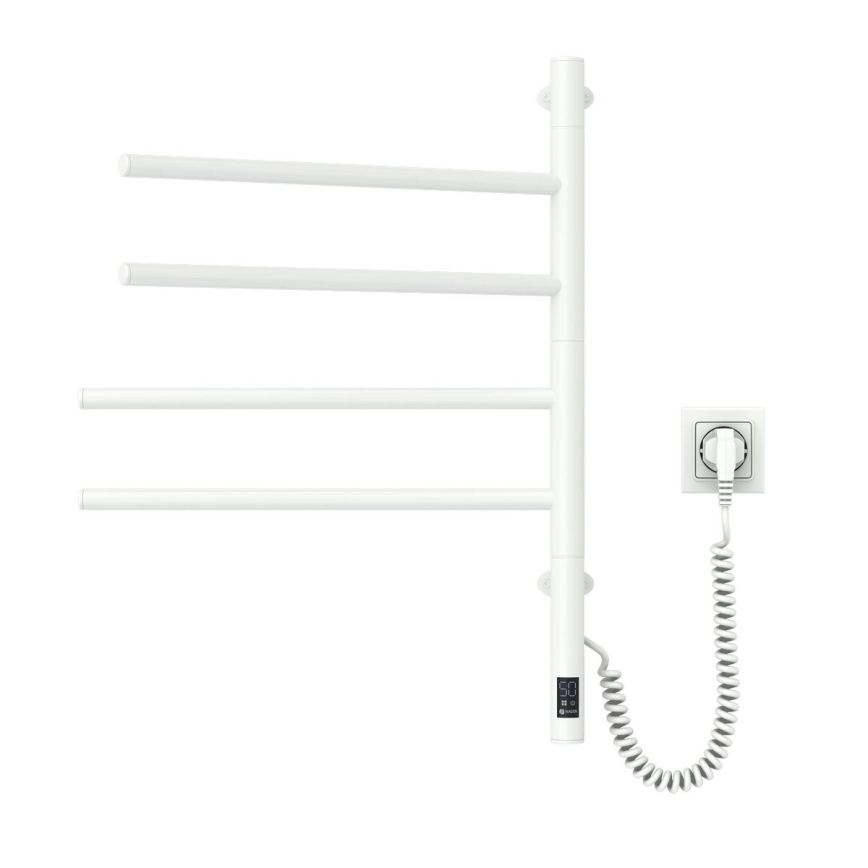 Elektrický otočný sušiak na uteráky s termostatom ARABESQUE 150W/230V 64,6 cm IP44 biela