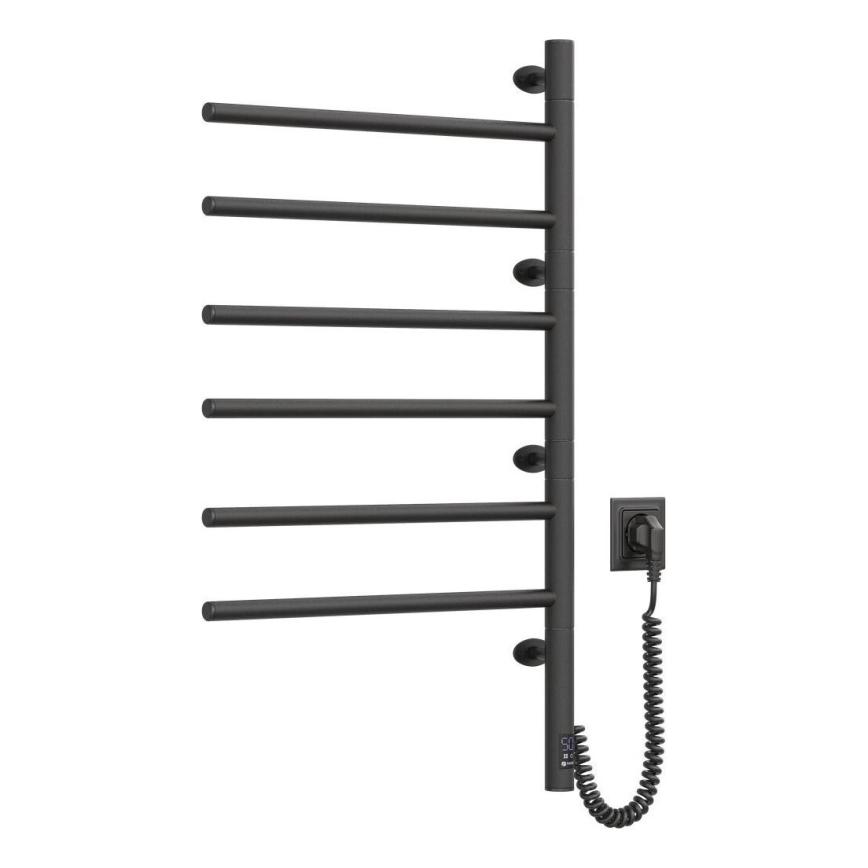 Elektrický otočný sušiak na uteráky s termostatom ARABESQUE 196W/230V 81,8 cm IP44 čierny