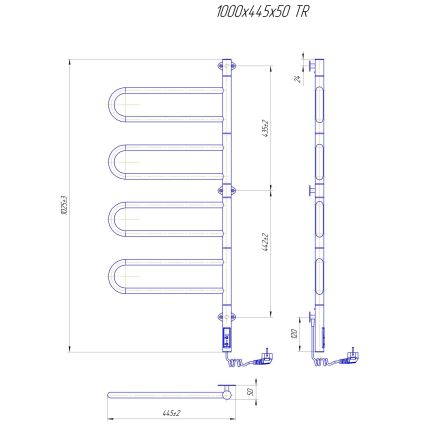 Elektrický otočný sušiak na uteráky TRISTAR 105W/230V 102,5x44,5 cm IP44 nerez/čierna