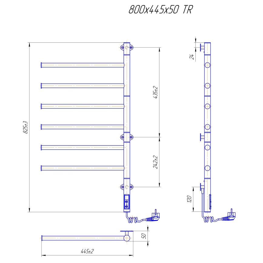 Elektrický otočný sušiak na uteráky VEER 80W/230V 80x44,5 cm nerez/lesklý chróm