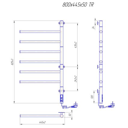 Elektrický otočný sušiak na uteráky VEER 80W/230V 82,5x44,5 cm nerezová oceľ/lesklý chróm
