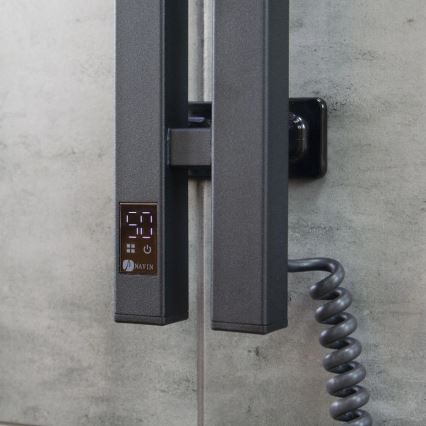 Elektrický sušiak na uteráky s termostatom SILOUETTE 200 W/230 V 150,6 cm IP44 čierny pravý