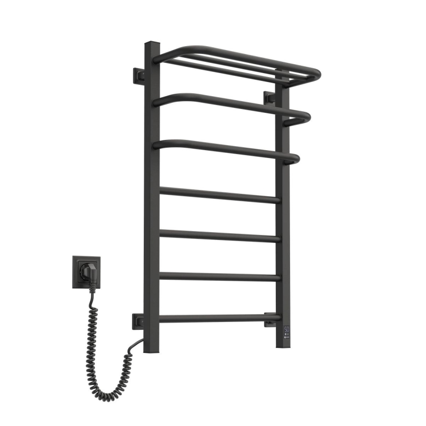 Elektrický sušiak na uteráky s termostatom FORTIS 155W 80x48 cm čierny pravý