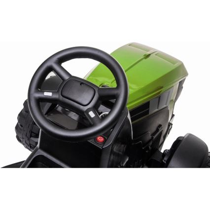 Elektrický traktor s vozíkom 2x30W/7000 mAh čierna/zelená + diaľkové ovládanie
