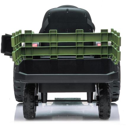 Elektrický traktor s vozíkom 2x30W/7000 mAh čierna/zelená + diaľkové ovládanie