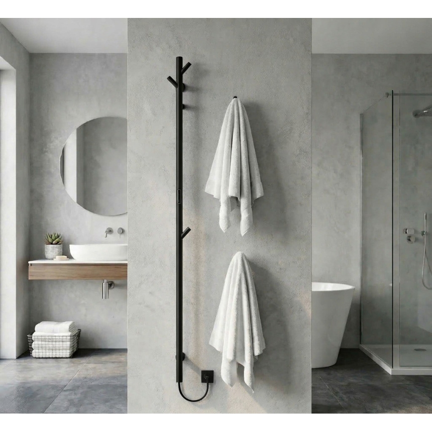 Elektrický tyčový sušiak na uteráky 172 cm, 46 W, čierny