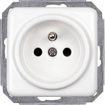 Elhard - Keramická retro domová zásuvka bez rámčeka 230 V biela