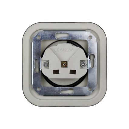 Elhard - Keramická retro domová zásuvka bez rámčeka SCHUKO 230 V čierna