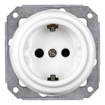 Elhard - Keramická retro domová zásuvka bez rámčeka SCHUKO 230V biela