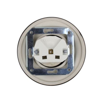 Elhard - Keramická retro domová zásuvka bez rámčeka SCHUKO 230V čierna