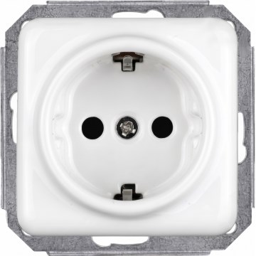 Elhard - Keramická retro domová zásuvka SCHUKO 230 V bez rámčeka, biela