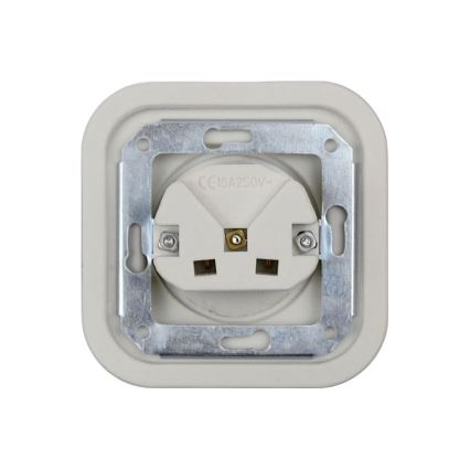 Elhard - Keramická retro domová zásuvka SCHUKO 230 V bez rámčeka, biela