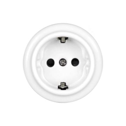 Elhard - Keramická retro domová zásuvka SCHUKO 230V biela