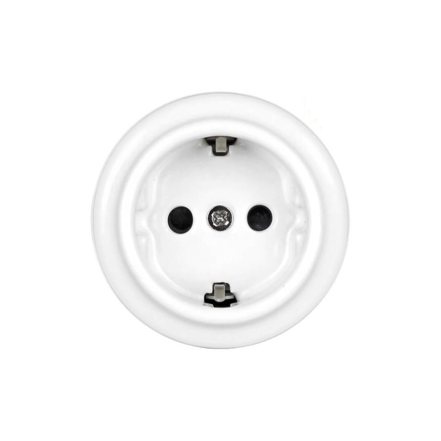 Elhard - Keramická retro domová zásuvka SCHUKO 230V biela