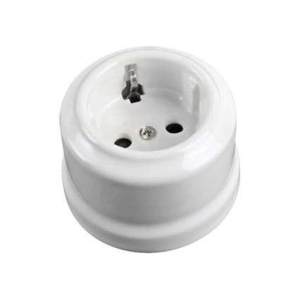 Elhard - Keramická retro domová zásuvka SCHUKO 230V biela