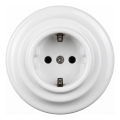 Elhard - Keramická retro zásuvka do domácnosti s rámikom SCHUKO 230V biela