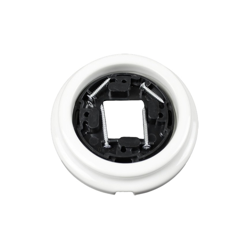 Elhard - Nástenná keramická retro domová zásuvka s rámčekom SCHUKO 230V biela