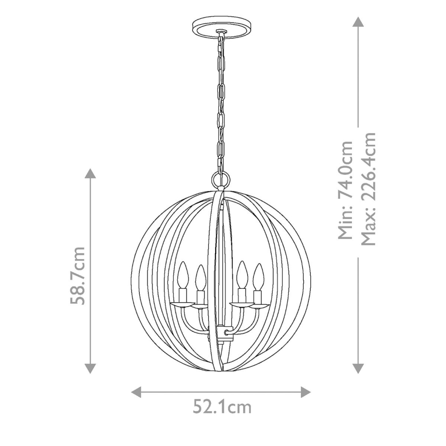 Elstead FE-ALLIER-4P-WW - Luster na reťazi ALLIER 4xE14/60W/230V dub