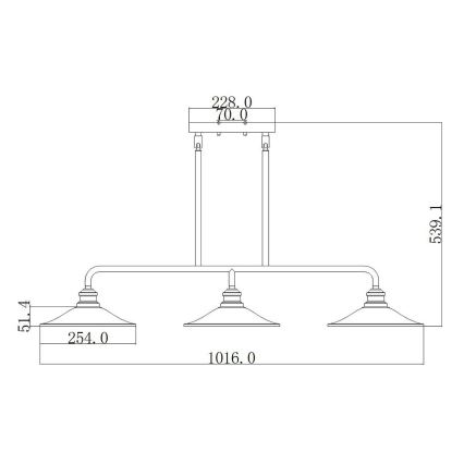 Elstead HK-RIGBY-ISLE-KZ - Luster na tyči RIGBY 3xE27/60W/230V