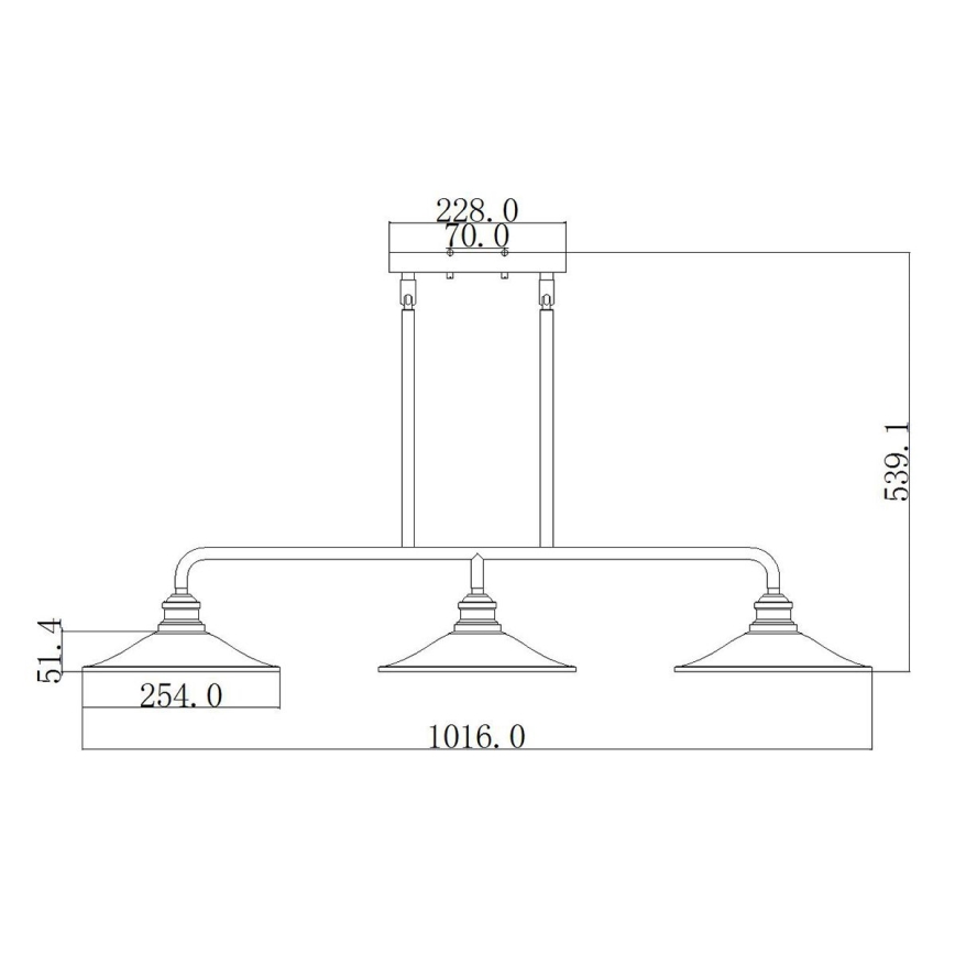 Elstead HK-RIGBY-ISLE-KZ - Luster na tyči RIGBY 3xE27/60W/230V