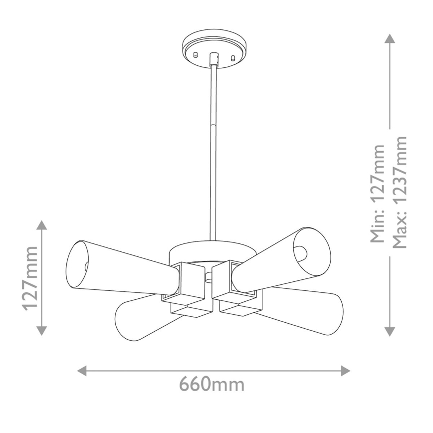 Elstead - Luster na tyči KRISTY 4xE27/40W/230V medená