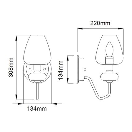 Elstead - Nástenné svietidlo ARMAND 1xE14/40W/230V čierna/mosadz