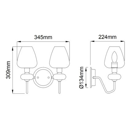 Elstead - Nástenné svietidlo ARMAND 2xE14/40W/230V čierna/mosadz