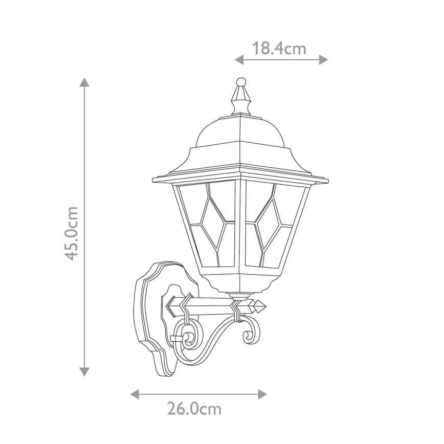 Elstead NR1-BLK - Vonkajšie nástenné svietidlo NORFOLK 1xE27/100W/230V IP43