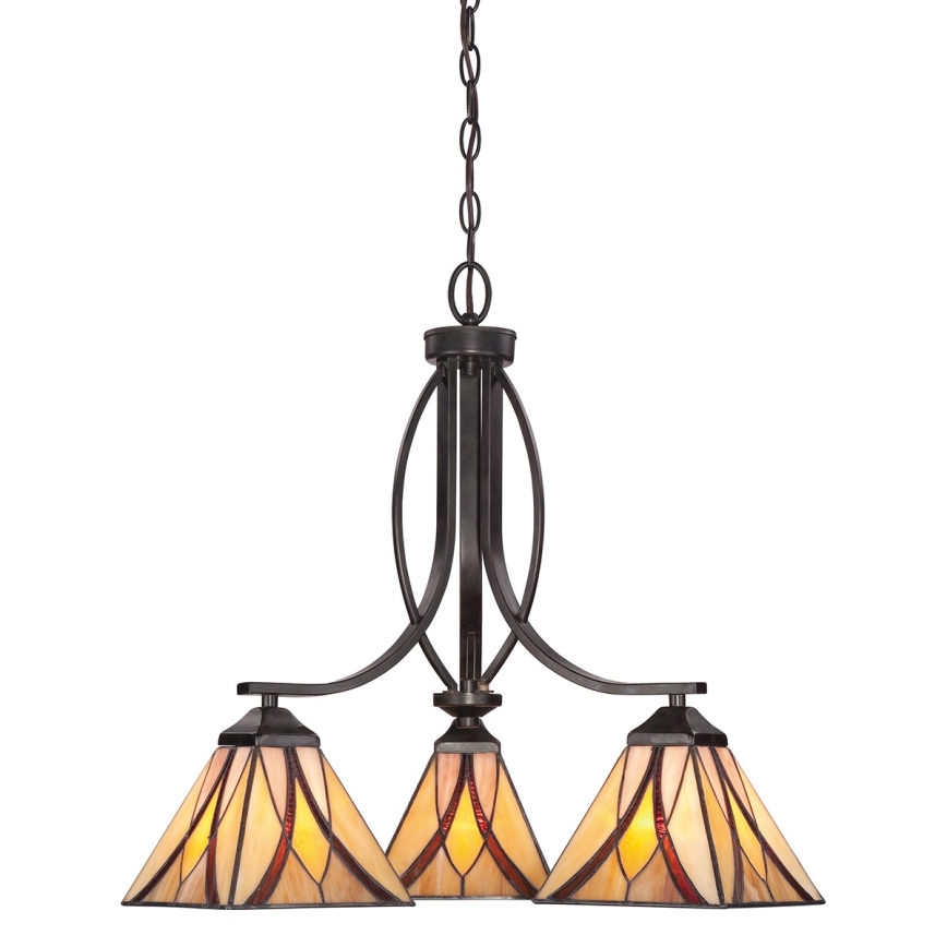 Elstead - Závesný luster Tiffany ASHEVILLE na reťazi, 3xE27/60W/230V