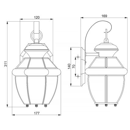 Elstead - Vonkajšie nástenné svietidlo NEWBURY 1xE27/60W/230V IP44