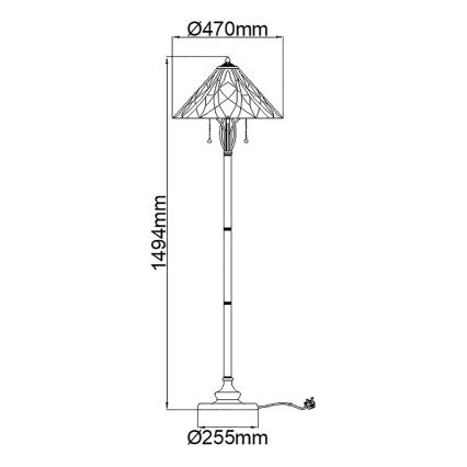 Elstead - Stojacia lampa Tiffany VICTORY 2xE27/60W/230V